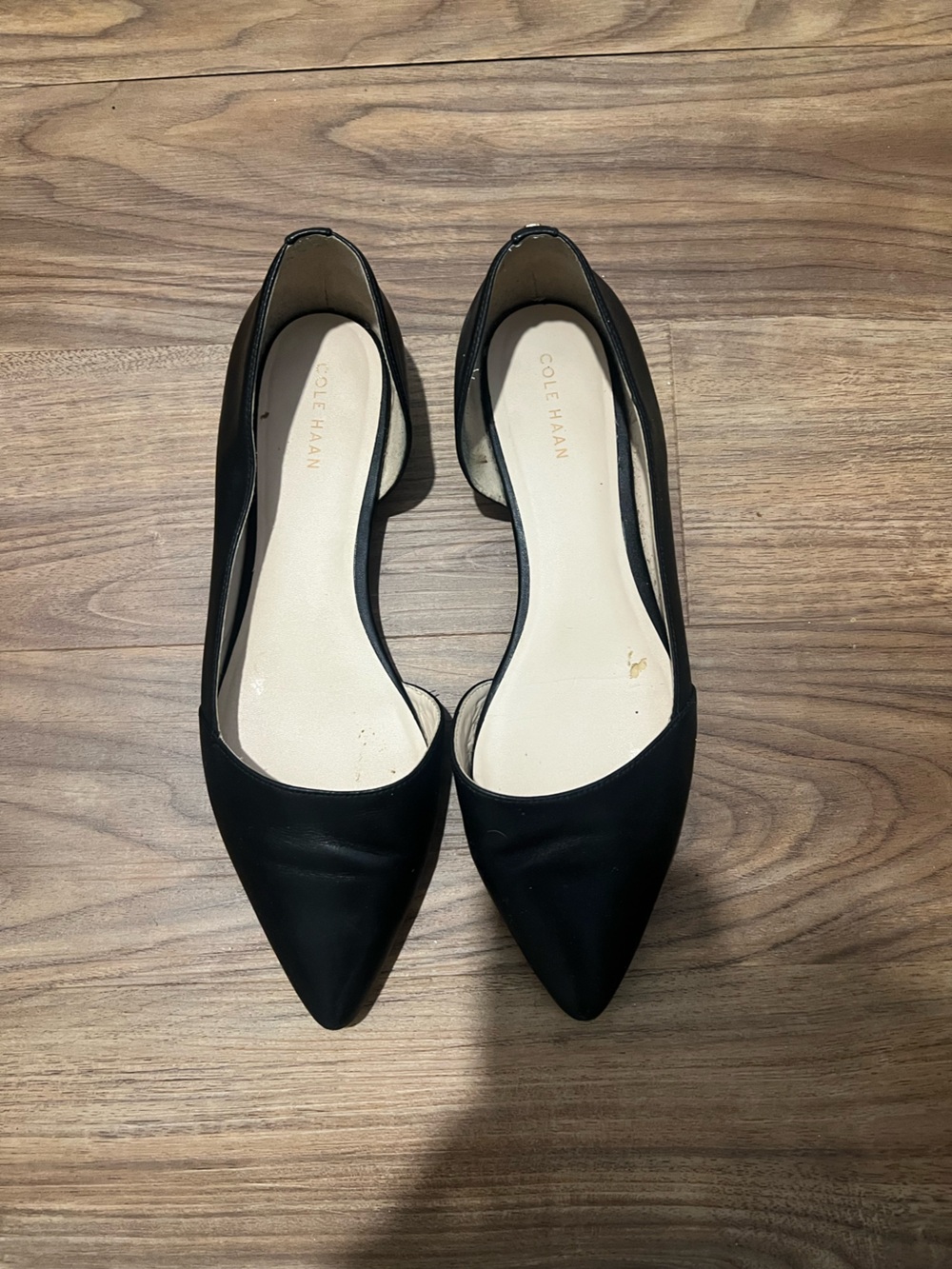 Cole Haan Black Pointed D'Orsay Flats